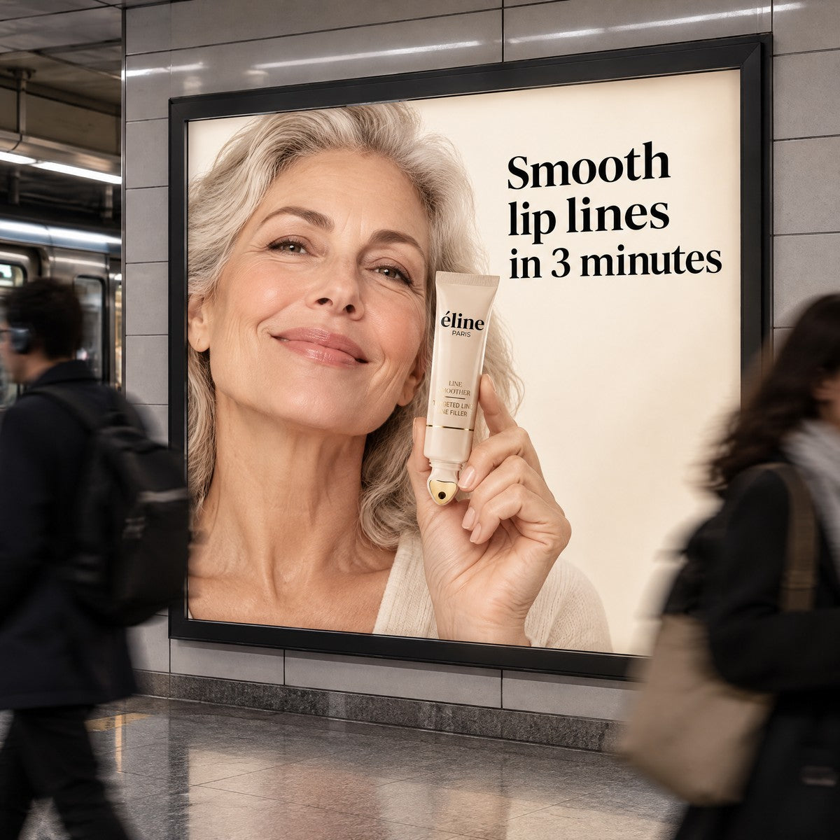 A subway billboard for the éline Line Smoother